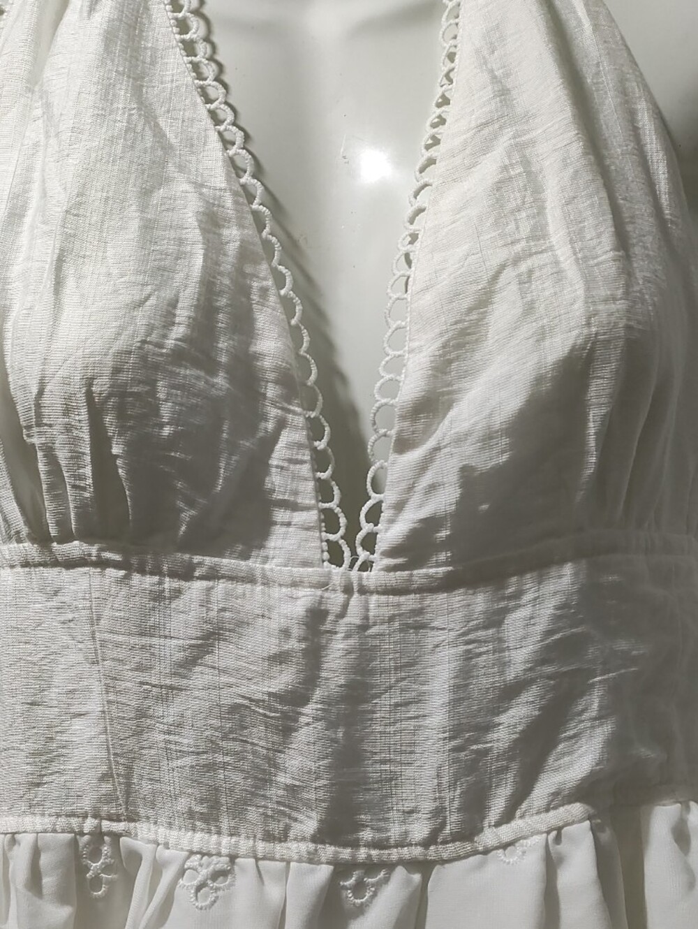 SHEIN White Eyelet Halter Mini Dress - Picture 2 of 10